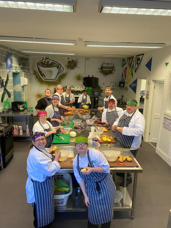 StedyChefs service users doing food preperation at the learning centre