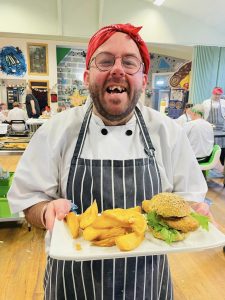 burger and chips at stedy chefs learning centre